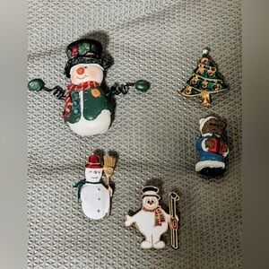 Festive Vintage Holiday Brooch Set